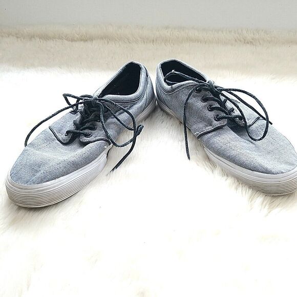 Polo Ralph Lauren Mens sz 11 D Shoes Faxon Low Gray Canvas Sneakers Lace Up - Picture 5 of 8